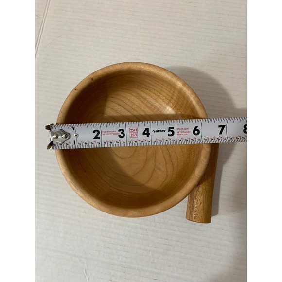 Large Wooden Mortar & Pestle Bowl Maple Tigerwood Handmade Turned 6.5x3.75 Inch - Picture 6 of 6